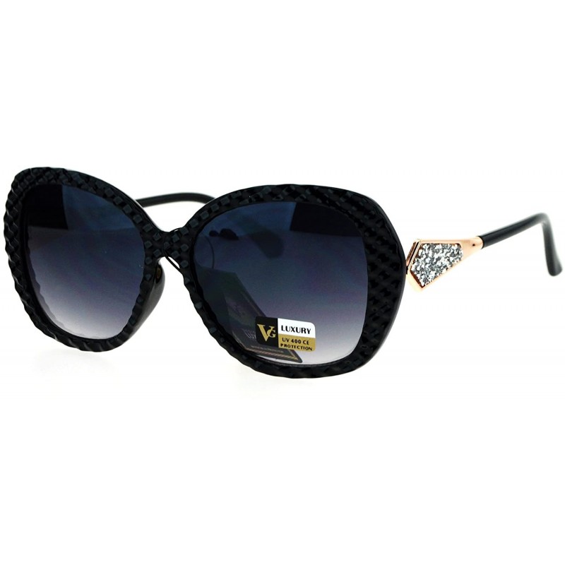 Butterfly Womens Bling Rhinestone Rock Candy Glitter Butterfly Sunglasses - Black Smoke - C217WTUXD27 $13.43