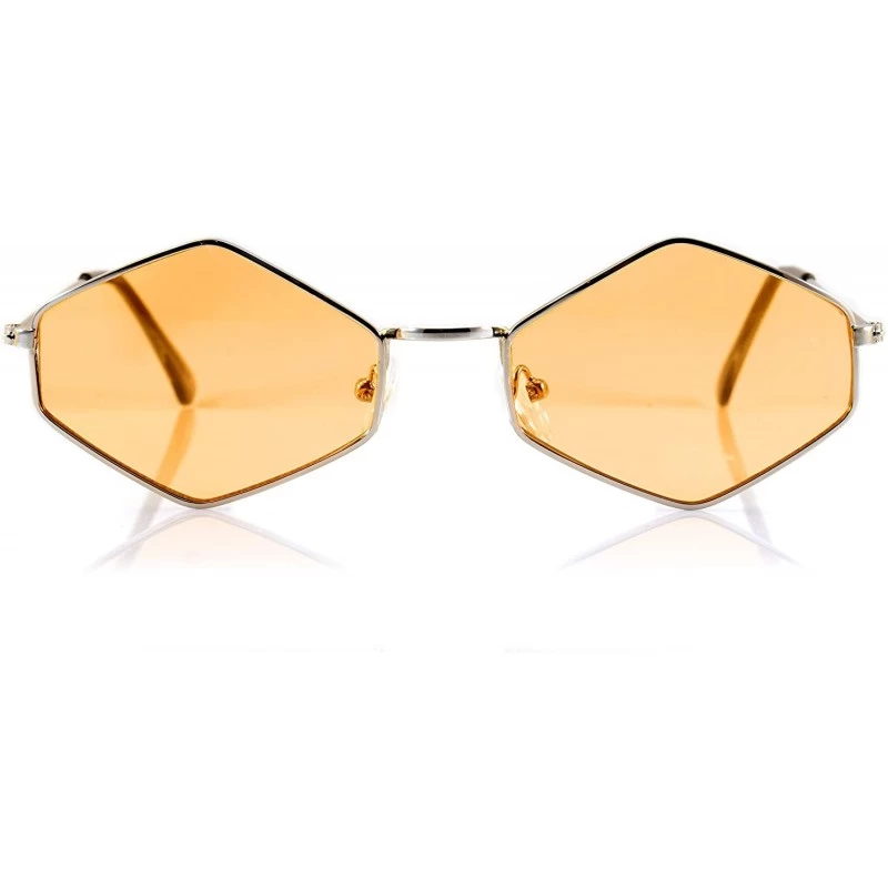 Round Diamond Hexagonal Sunglasses Smoke Pop Color Tinted A112 A212 - Silver/ Apricot - C3180Q89ZX6 $15.68