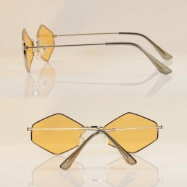 Round Diamond Hexagonal Sunglasses Smoke Pop Color Tinted A112 A212 - Silver/ Apricot - C3180Q89ZX6 $15.68