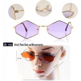 Round Diamond Hexagonal Sunglasses Smoke Pop Color Tinted A112 A212 - Silver/ Apricot - C3180Q89ZX6 $15.68