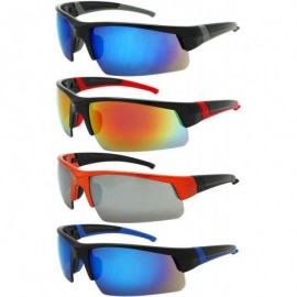 Rimless Sunglass Injection Temples Cycling Baseball - Matte Black+blue - CQ1867R5AY6 $15.22