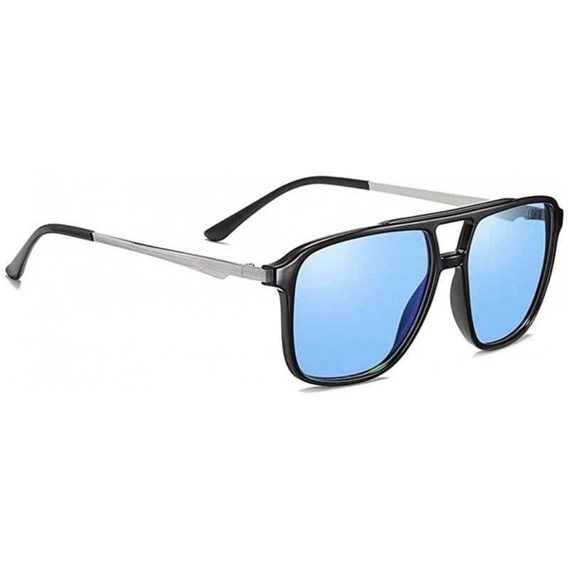 Square Men Women Square Polarized Mirror Sunglasses Vintage Driving Night Vision Sun Glasses Male UV400 - C5blue - C5199QC344...