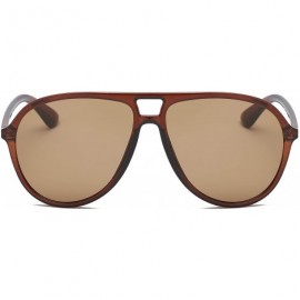 Oversized Modern Fashion Aviator Sunglasses for Men and Women UV400 Protection - Brown - CF18IGGE6HE $9.82