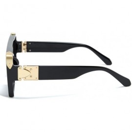 Square One Piece Square Sunglasses for Men Oversized Women Sun Glasses Retro Male Uv400 - Gold With Black - C6194XSUL8R $10.00