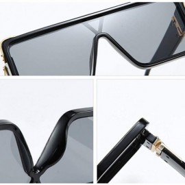 Square One Piece Square Sunglasses for Men Oversized Women Sun Glasses Retro Male Uv400 - Gold With Black - C6194XSUL8R $10.00