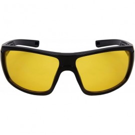 Wrap Yellow HD Night Vision Sports Wrap Sunglass for Men Night Driving W/Fiber Case - Black Frame/Yellow Lens - CY187CWHMA9 $...