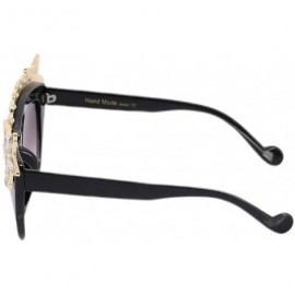 Oversized Fashion Oversized Square Sunglasses Flat Mirrored Lens - Black - CY18OO70G8Q $16.70