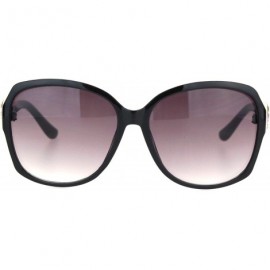 Oversized Womens Square Art Deco Rhinestone Jewel Butterfly Plastic Sunglasses - Black Purple Smoke - C318OQUNWO8 $10.39