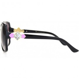 Oversized Womens Square Art Deco Rhinestone Jewel Butterfly Plastic Sunglasses - Black Purple Smoke - C318OQUNWO8 $10.39