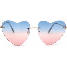 Rimless Womens Minimalist Rimless Heart Shape Elegant Sunglasses - Gold Blue Pink - CI195SMAOSM $9.82