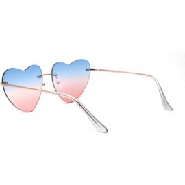 Rimless Womens Minimalist Rimless Heart Shape Elegant Sunglasses - Gold Blue Pink - CI195SMAOSM $9.82