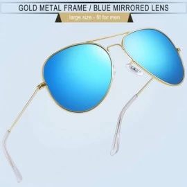 Aviator Aviator Sunglasses for Men Women - Metal Frame Military Style Sunglasses Polarized - 2 Pack (Blue+blue) - CT18X5LC03X...