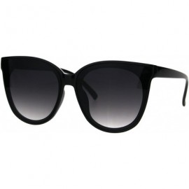 Rectangular Womens Minimal Horned Simple Plastic Boyfriend Style Sunglasses - Black Smoke - CT1860XMGW2 $13.39