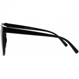 Rectangular Womens Minimal Horned Simple Plastic Boyfriend Style Sunglasses - Black Smoke - CT1860XMGW2 $13.39