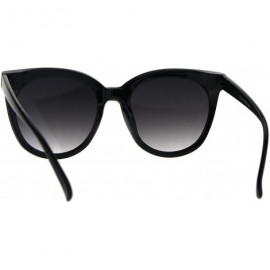 Rectangular Womens Minimal Horned Simple Plastic Boyfriend Style Sunglasses - Black Smoke - CT1860XMGW2 $13.39