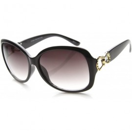 Butterfly Women's Oversize Metal Accent Wide Temples Butterfly Sunglasses 59mm - Black-gold / Lavender - CL126OMVV6V $11.48