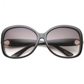 Butterfly Women's Oversize Metal Accent Wide Temples Butterfly Sunglasses 59mm - Black-gold / Lavender - CL126OMVV6V $11.48