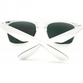Square Shiny Metallic Color Stunna Shades Classic Square Sunglasses - Silver - C411MI0MH67 $8.49