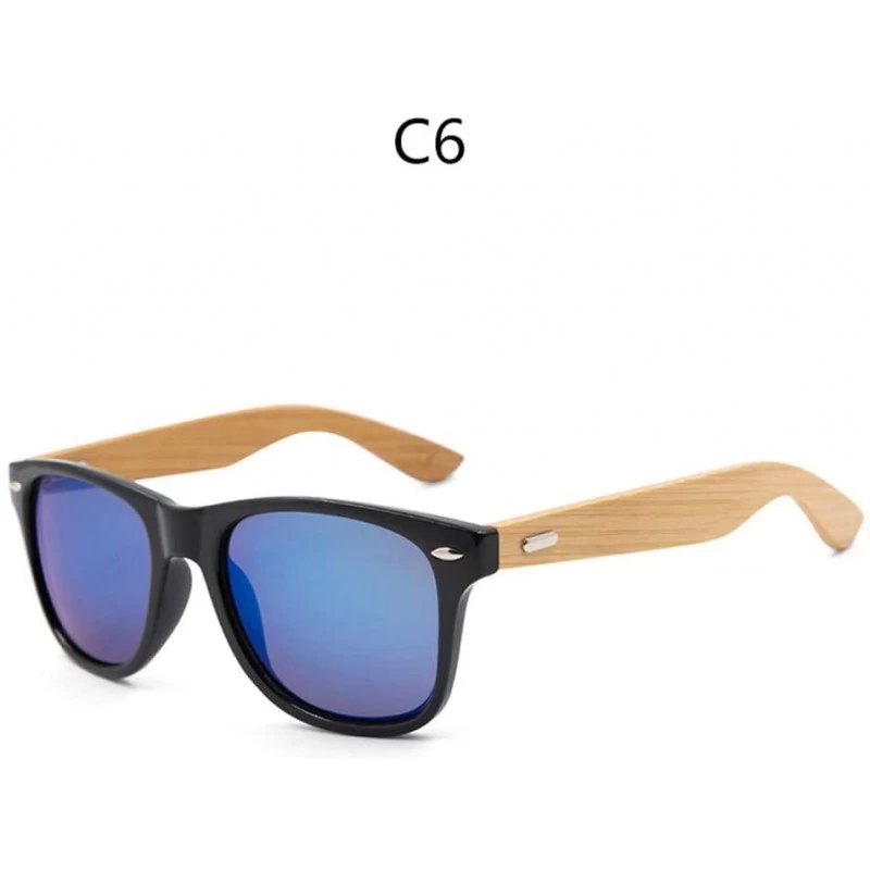 Semi-rimless Retro Sunglasses Men Bamboo Sunglass Women Sport Goggles Gold Mirror Sun Glasses - C6 - CG194OD0IYI $22.05