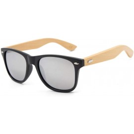 Semi-rimless Retro Sunglasses Men Bamboo Sunglass Women Sport Goggles Gold Mirror Sun Glasses - C6 - CG194OD0IYI $22.05