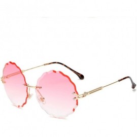 Round RimlRound Sunglasses Women Flower Gradient Sun Glasses Female Metal Frame Shades Eyewear UV400 - Pink - CP19859TSEE $22.34