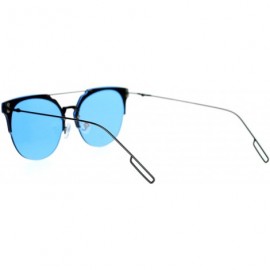 Rimless Rimless Half Rim Style Flat Top Hipster Flat Lens Sunglasses - Blue - C012CDS8SRF $13.92