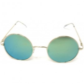 Sport Sunglasses Vintage Hippie Retro Metal Round Circle Flat Lens - CR185OUM6DG $17.45