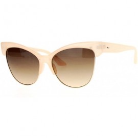 Cat Eye Half Horn Rim Cat Eye Womens Retro Sunglasses - Beige Brown - CA12H5HA85X $12.26