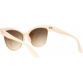 Cat Eye Half Horn Rim Cat Eye Womens Retro Sunglasses - Beige Brown - CA12H5HA85X $12.26