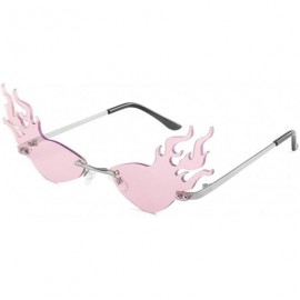 Rimless 2020 Fashion Rimless Sunglasses Women Fashion Driving Small Eyewear - Silver Pink - C6192445RI2 $11.16