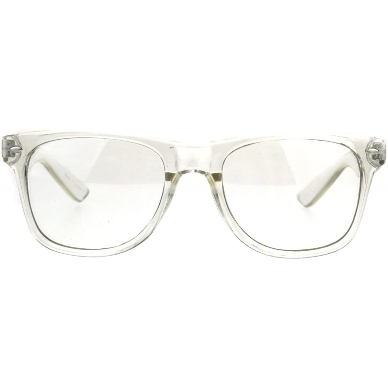 Rectangular Mens Clear Frame Hipster Horn Rim Plastic Eye Glasses - Shiny Clear - C1180AR94D5 $8.26