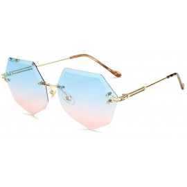 Aviator Unique Oculos De Sol Ladies Eyewear UV400 Metal Frame Brand Designer C9 White - C4 Gradient Blue - C818YZWQXUT $10.74