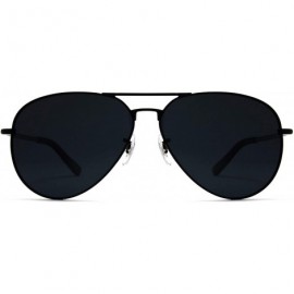 Oversized Classic Full Black Polarized Lens Metal Frame Men Aviator Style Sunglasses - CU18IGL7NZX $17.95