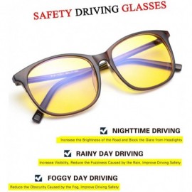 Rectangular HD Night Driving Glasses for Men Women Anti-glare Safety Glasses - Perfect for Any Weather - Tan - C318M805Z0U $1...