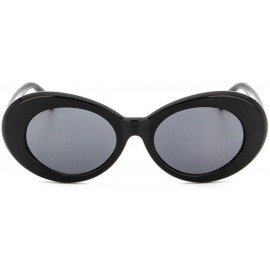 Oval Plastic Bold Oval Frame Novelty Goggle Eye Round Sunglasses - Black+grey - CZ18879EIAI $10.50