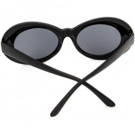 Oval Plastic Bold Oval Frame Novelty Goggle Eye Round Sunglasses - Black+grey - CZ18879EIAI $10.50