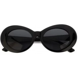 Oval Plastic Bold Oval Frame Novelty Goggle Eye Round Sunglasses - Black+grey - CZ18879EIAI $10.50