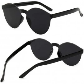 Round Unisex Fashion Candy Colors Round Outdoor Sunglasses Sunglasses - Black - C1190LHRCLS $15.42