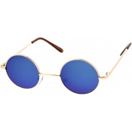 Round Retro Round Sunglasses for Men Women with Color Mirrored Lens John Lennon Glasses - Gold / Blue - C312MCI9497 $8.23