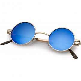 Round Retro Round Sunglasses for Men Women with Color Mirrored Lens John Lennon Glasses - Gold / Blue - C312MCI9497 $8.23