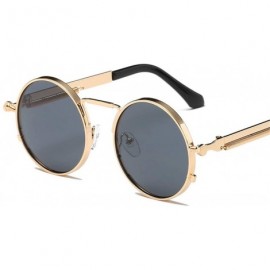 Oval Vintage Men Sunglasses Women Round Metal Frame Colorful Lens Sun Glasses - Gold Gray - CL194OGKQN6 $14.39