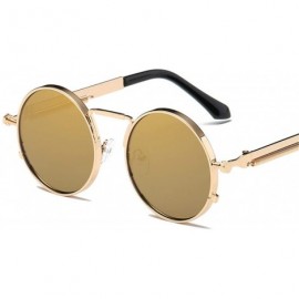 Oval Vintage Men Sunglasses Women Round Metal Frame Colorful Lens Sun Glasses - Gold Gray - CL194OGKQN6 $14.39