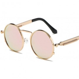 Oval Vintage Men Sunglasses Women Round Metal Frame Colorful Lens Sun Glasses - Gold Gray - CL194OGKQN6 $14.39