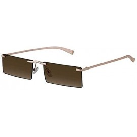 Rectangular Rectangle Rimless Metal Frame Retro Sunglasses Fashion Men Women Glasses - 3 Pack Gold/Black- Pink- Brown - CD197...