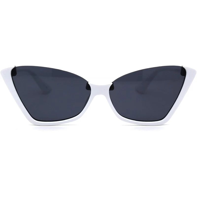 Cat Eye Womens Upside Down Half Rim Cat Eye Retro Plastic Sunglasses - White Black - CQ197NO56R7 $10.87