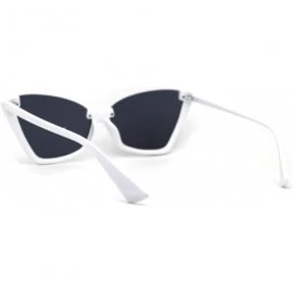 Cat Eye Womens Upside Down Half Rim Cat Eye Retro Plastic Sunglasses - White Black - CQ197NO56R7 $10.87