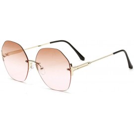 Rimless Fashion Frameless Polygonal Round Sunglasses Women Retro Glasses Female Diamond Cutting Edges Sunglasses - CT192AXZMK...