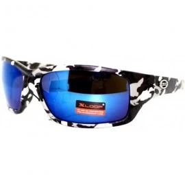 Sport Mens Xloop Sunglasses Wrap Around Rectangular Camo Print Mirror Lens - Black Camo - CS11WNTOMD9 $8.61