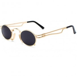 Oval Men's & Women's Sunglasses Vintage Oval Metal Frame Sunglasses - Gold Frame Black Ash - C618EWHZL3E $9.42