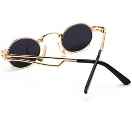 Oval Men's & Women's Sunglasses Vintage Oval Metal Frame Sunglasses - Gold Frame Black Ash - C618EWHZL3E $9.42